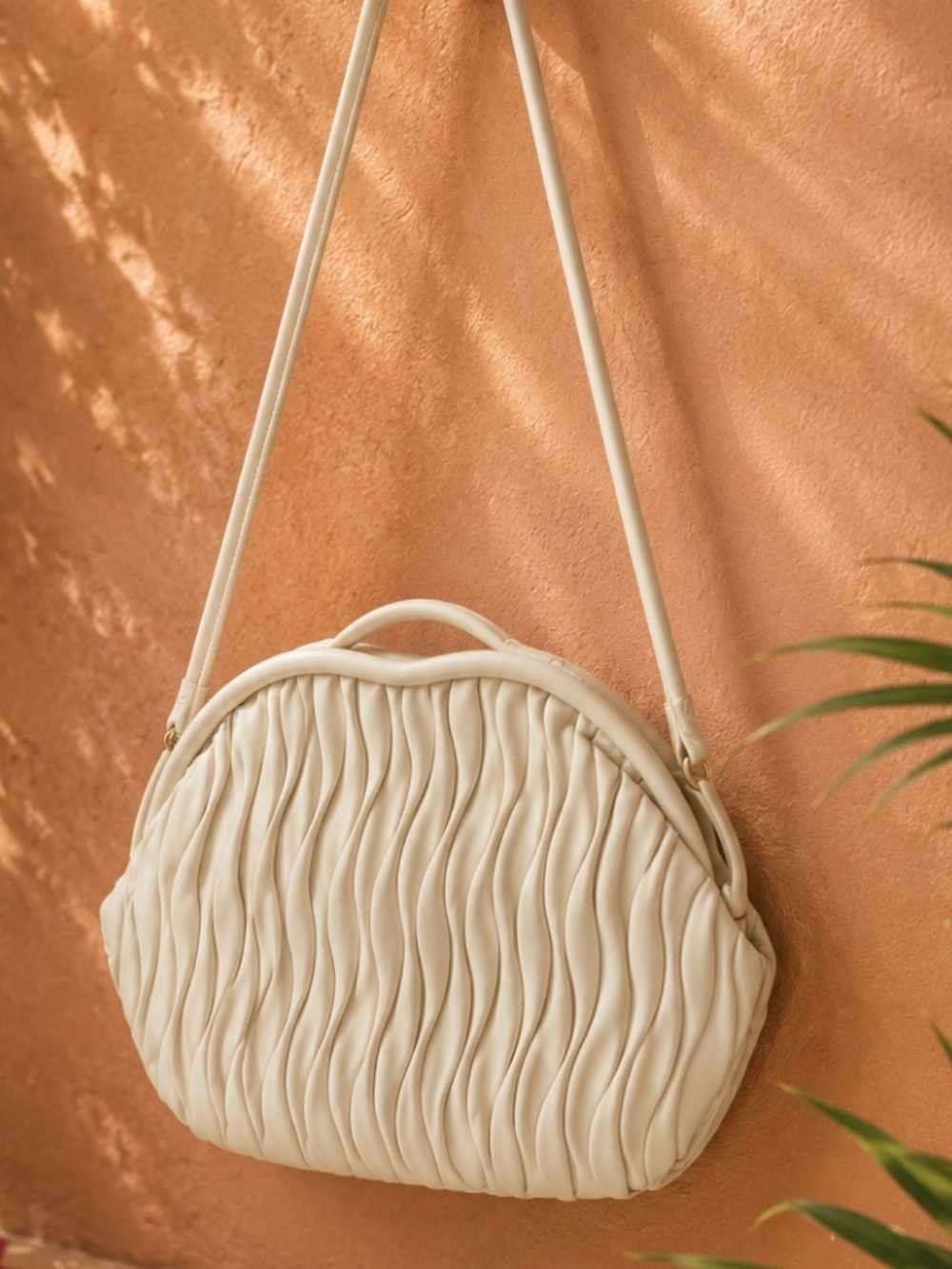 ZARA Cream Wavy Crossbody Bag - Women's Shoulder Purse